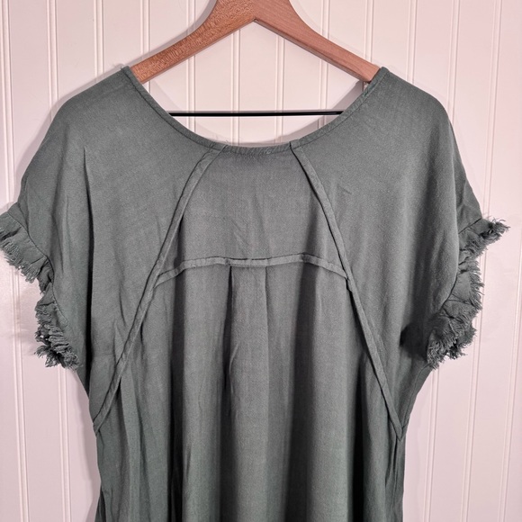 Umgee High Low Linen Cotton Blend Short Sleeve Dress Women’s Size Large - Picture 7 of 12